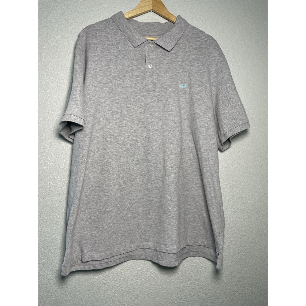Vineyard Vines Men's Whale Cotton Pique Slim Fit Polo Shirt Gray Sz 2XL